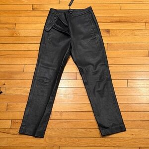 Club Monaco Black Leather-Style Trousers